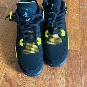 Jordan Black and Yellow Air Jordan 4 Sneakers With Box